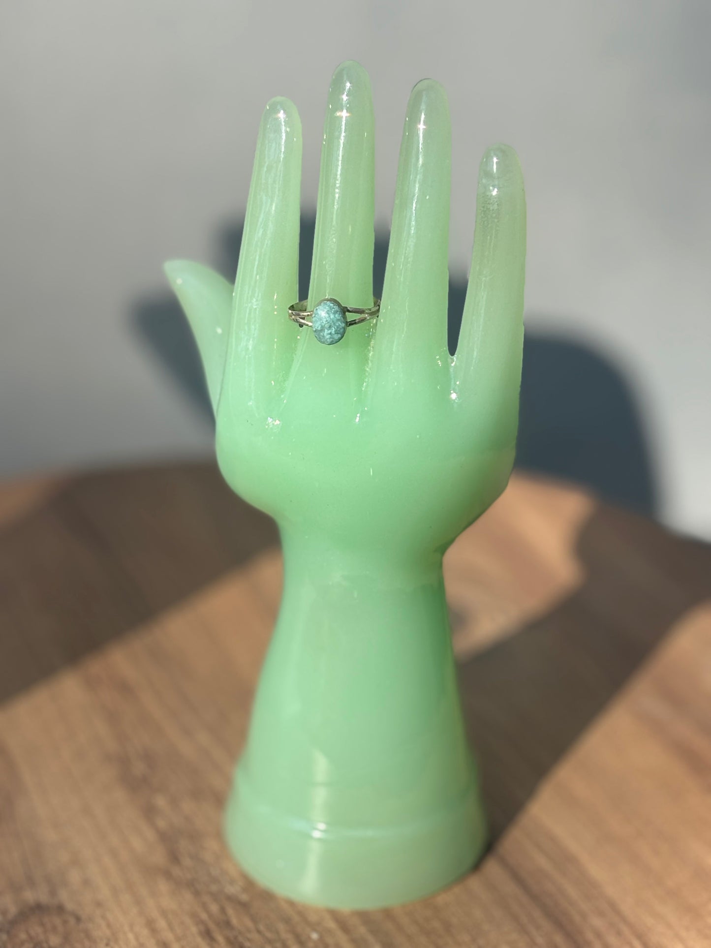 Crushed Turquoise Inlay Sterling Silver Ring – Minimalist Band