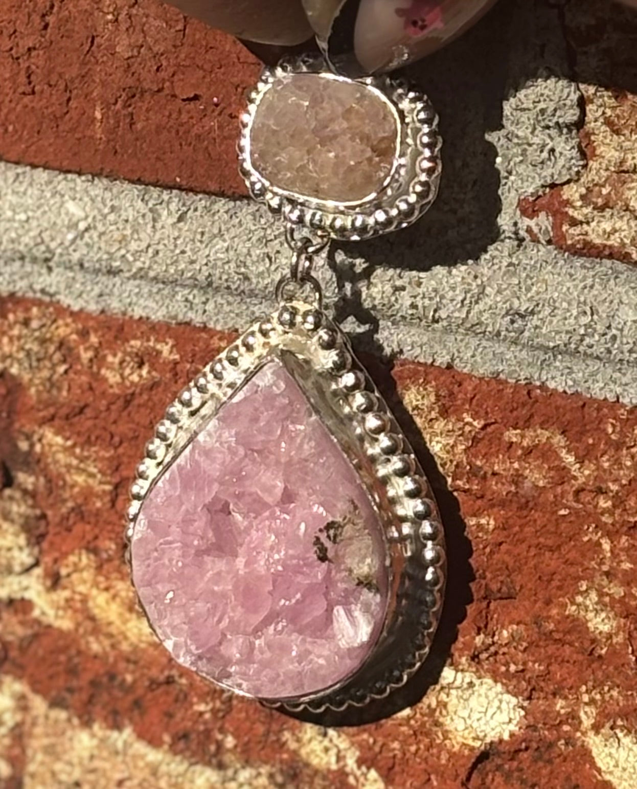 Pink Amethyst Druzy Statement Pendant
