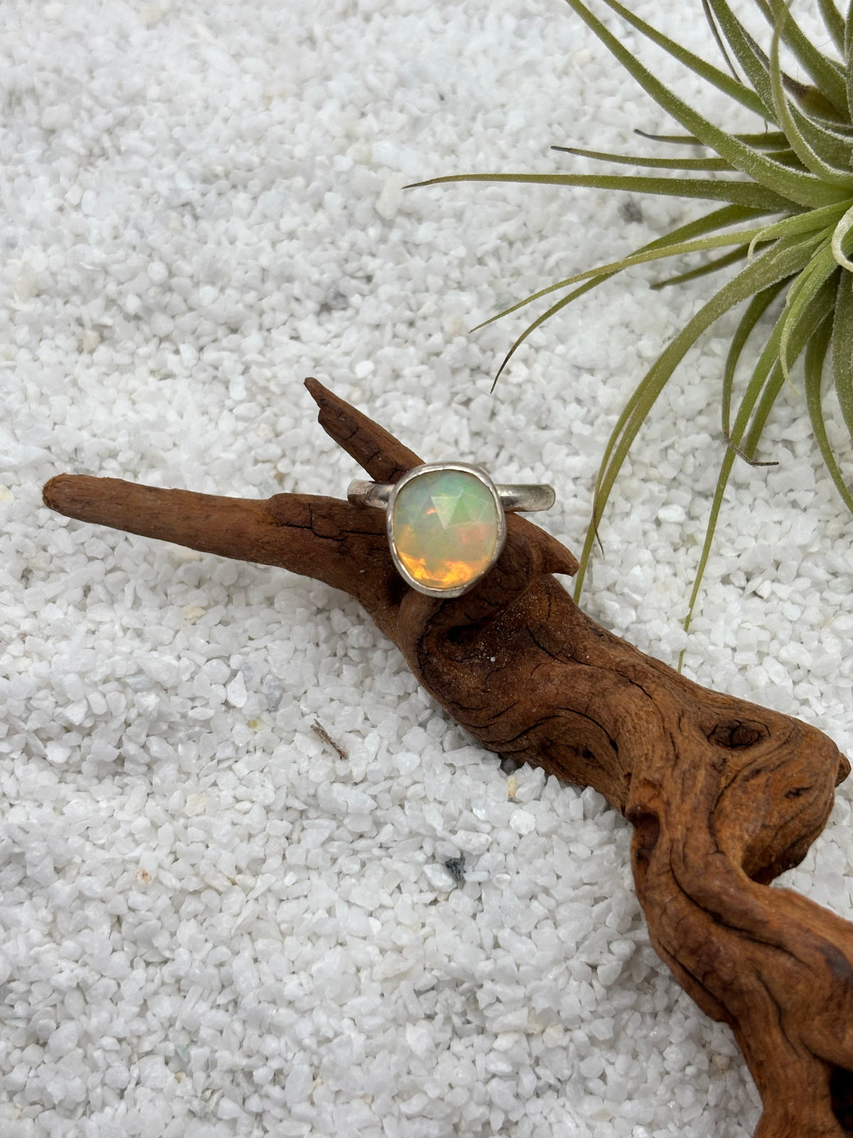 Opal Rosecut Stacker Ring detail