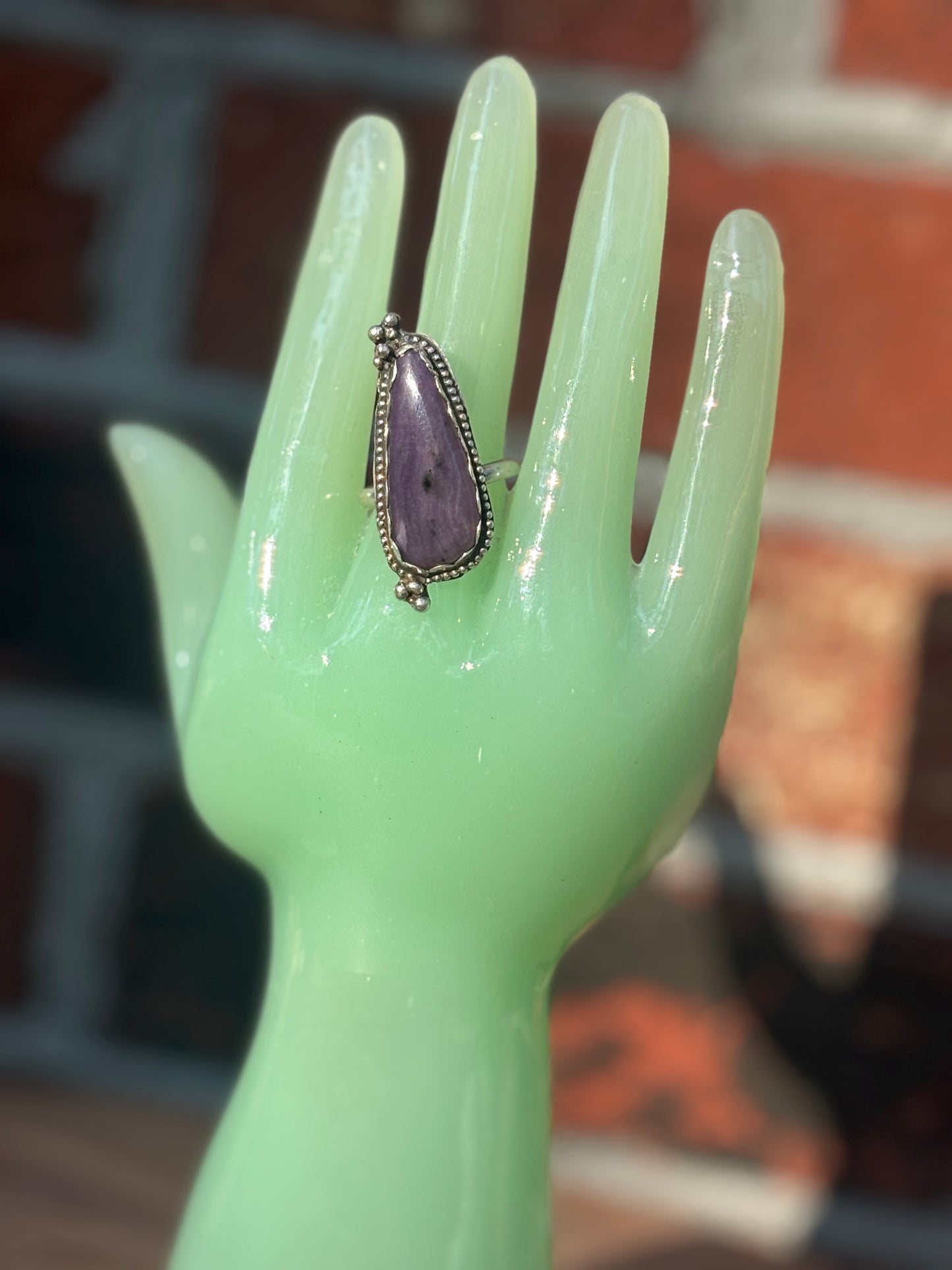 Charoite Cabochon Unique Statement Ring - Size 9