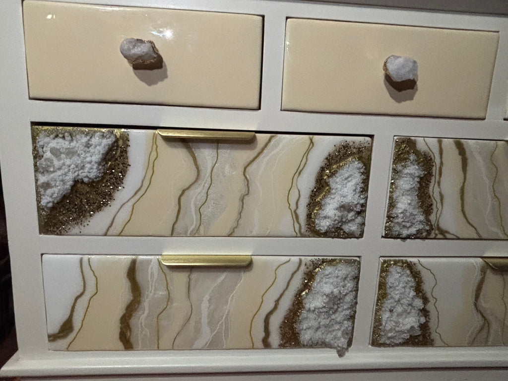 Geode Dresser Cream and Gold