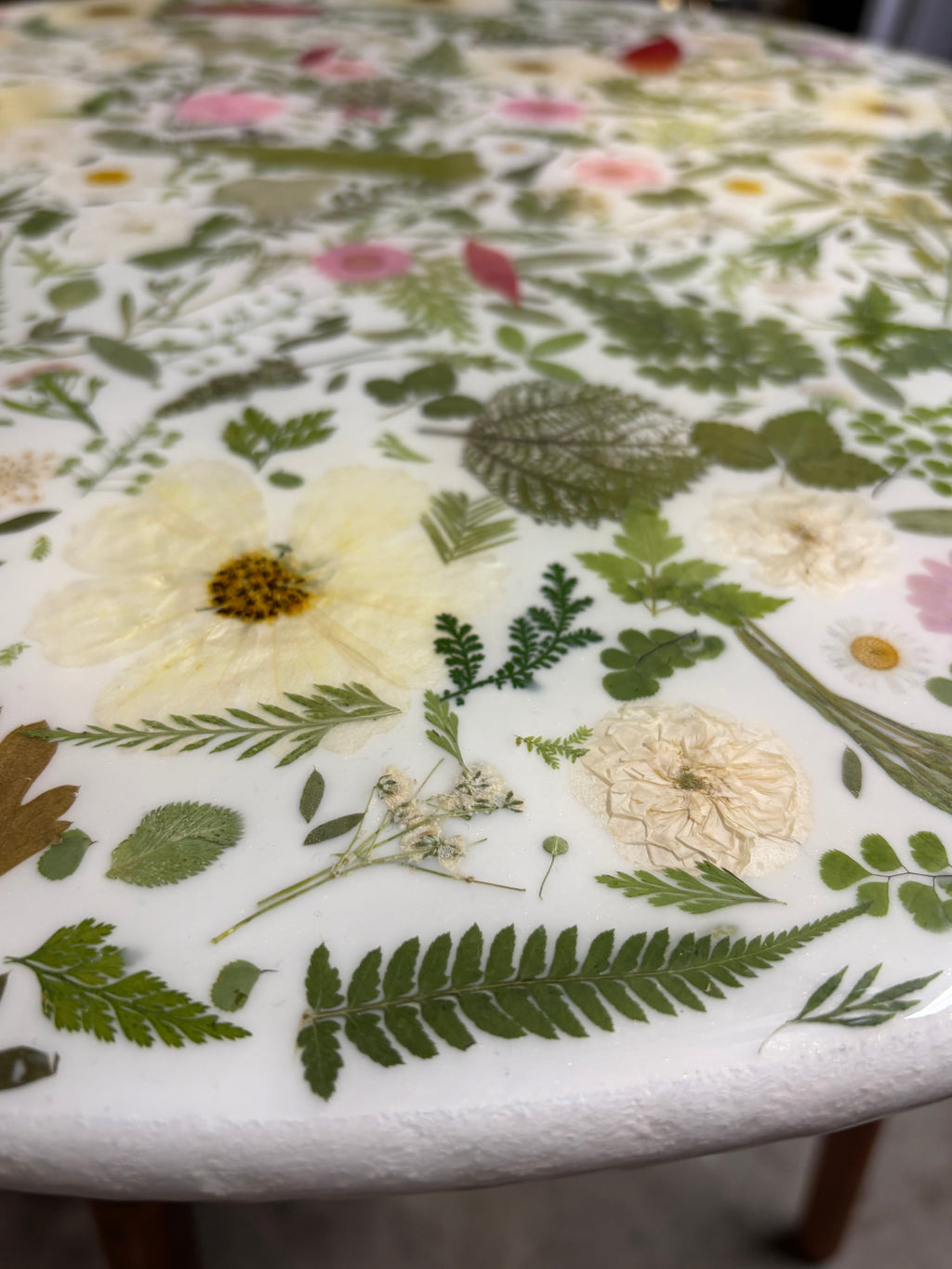 Real Pressed Floral Accent Table