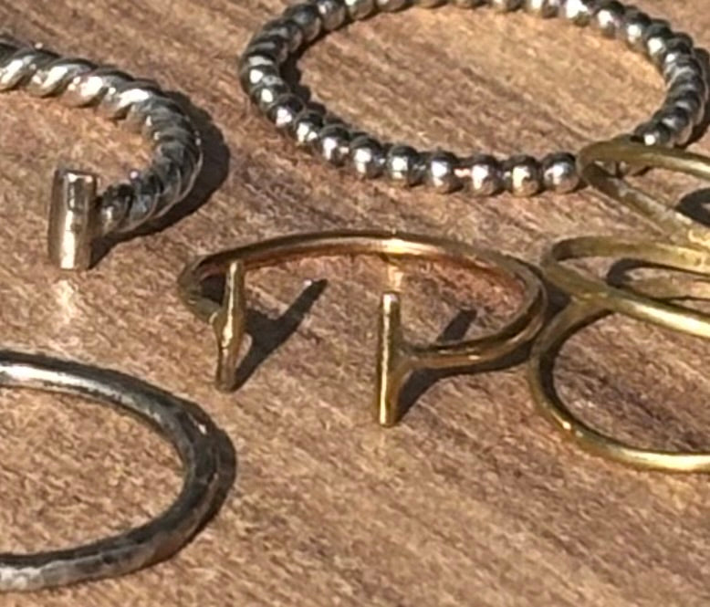 Sterling Silver and Brass Stacking Rings