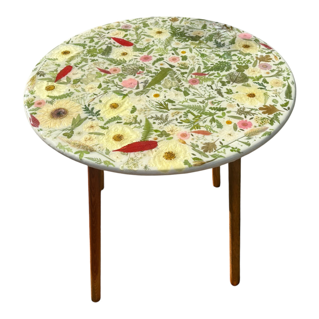 Real Pressed Floral Accent Table