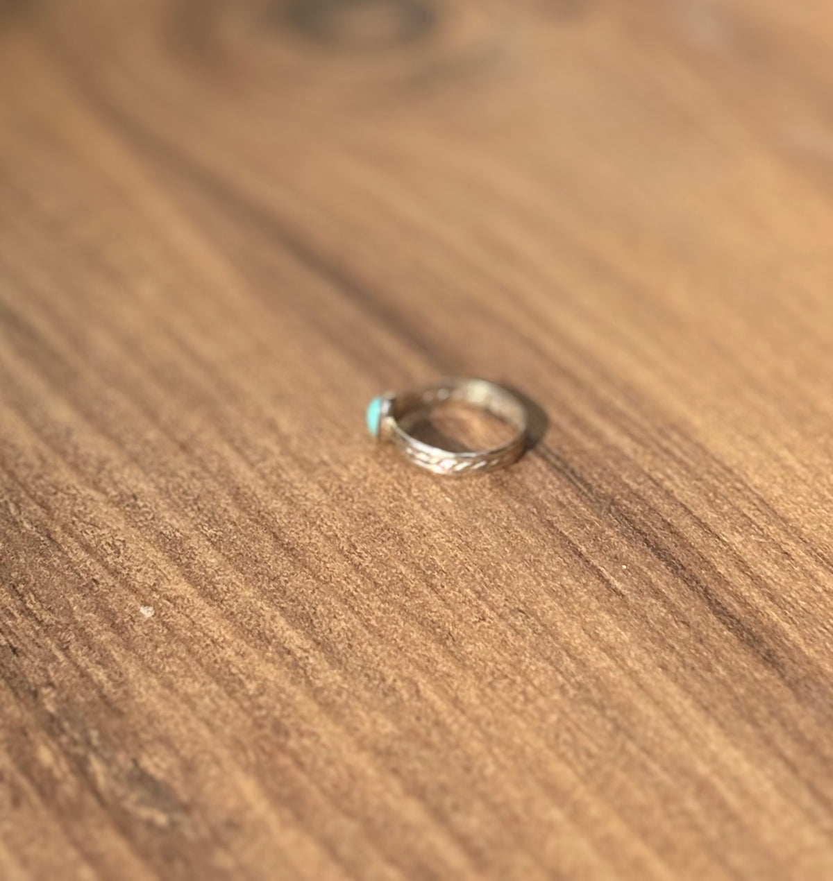 Dainty Sterling Silver Turquoise Bezel Stacker Ring