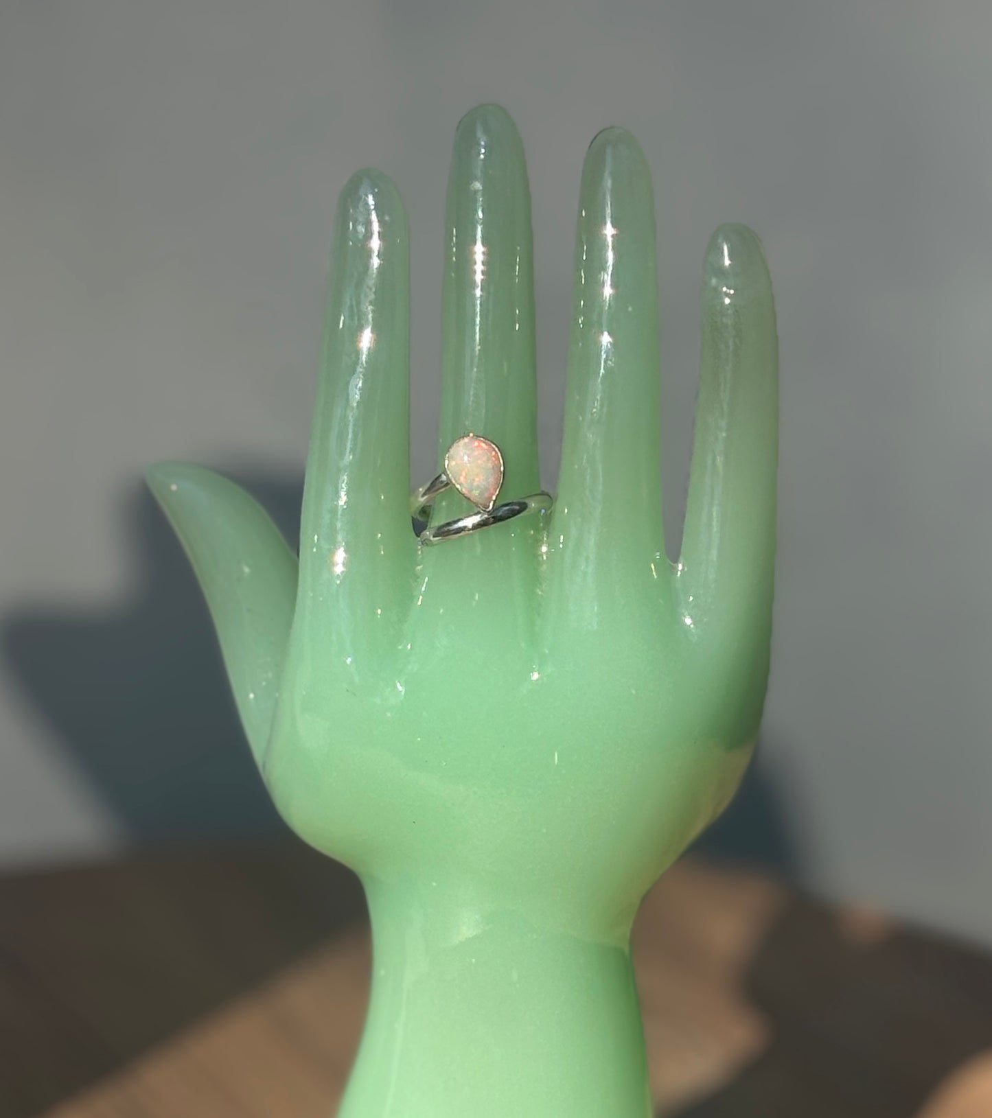 Teardrop Ethiopian Opal Adjustable Sterling Ring