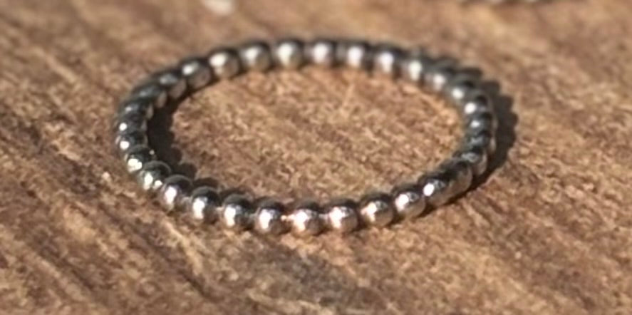 2mm Sterling Silver Beaded Stacker Ring – Dainty Minimalist Band