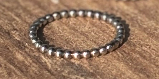 2mm Sterling Silver Beaded Stacker Ring – Dainty Minimalist Band