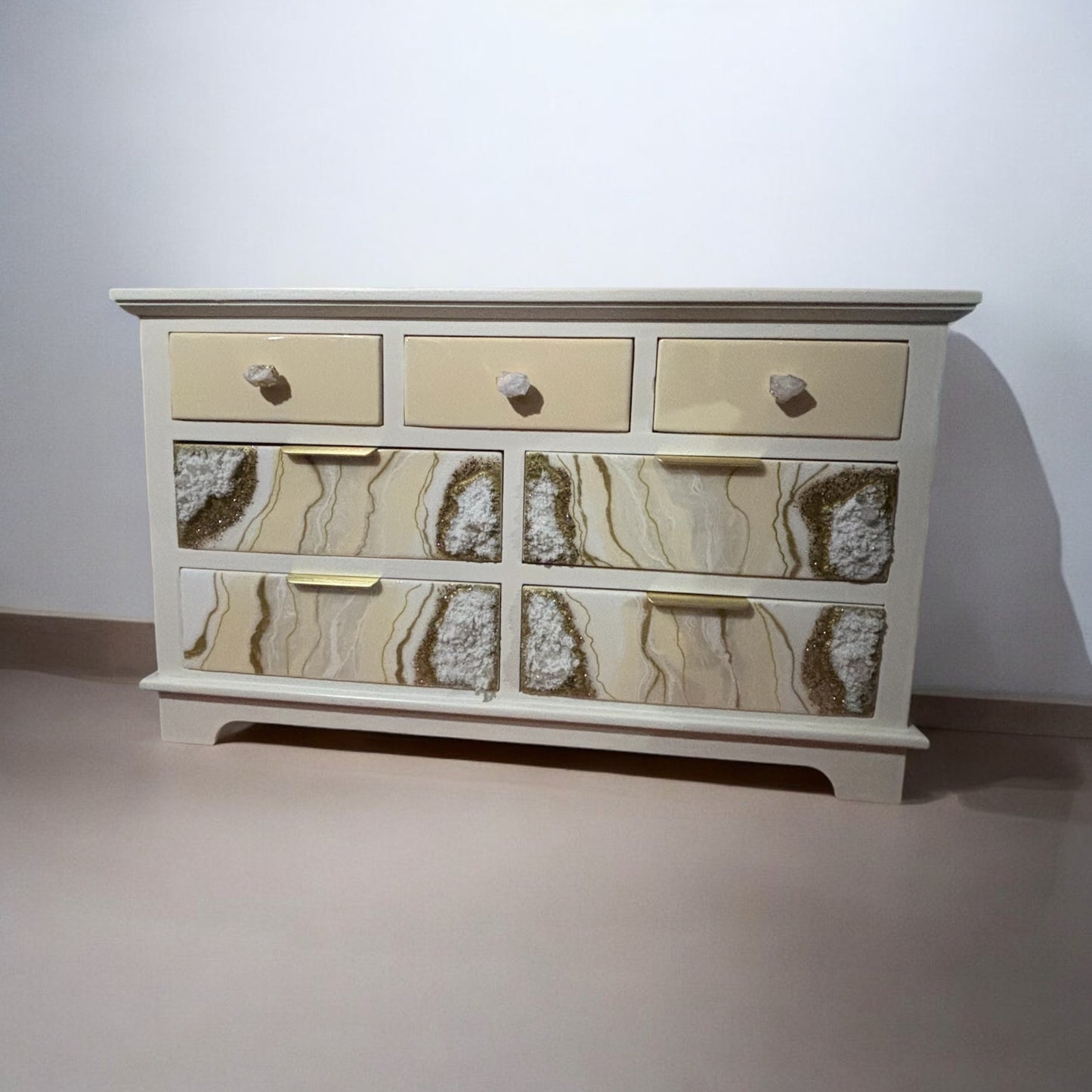 Geode Dresser Cream and Gold