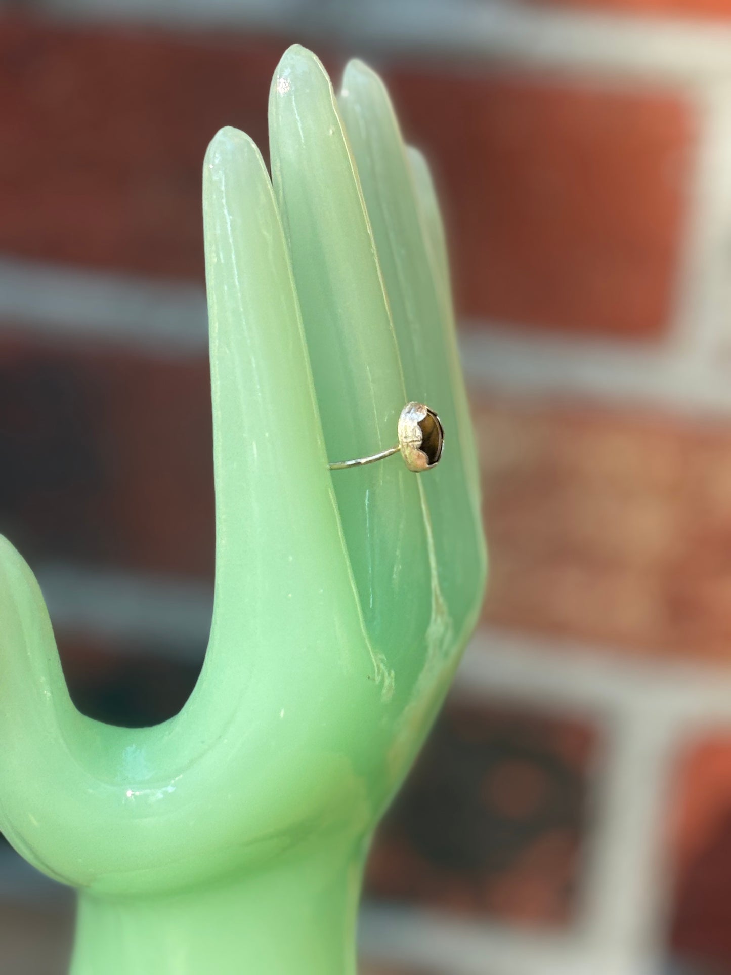 Dainty Tigers Eye Cabochon Ring - Size 7.5