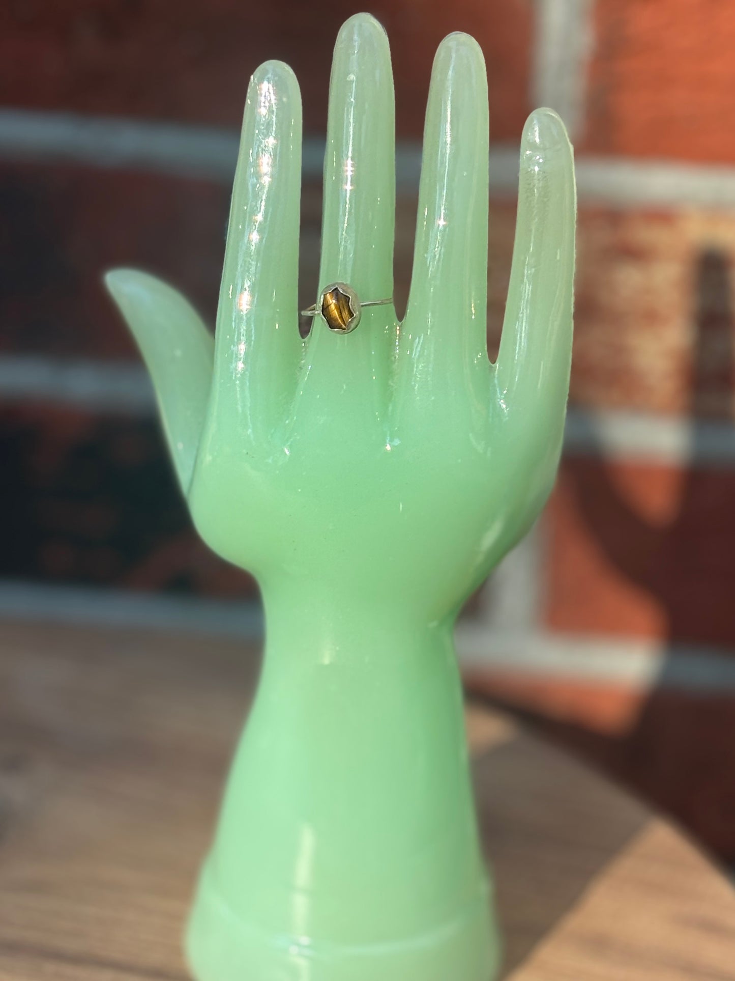 Dainty Tigers Eye Cabochon Ring - Size 7.5