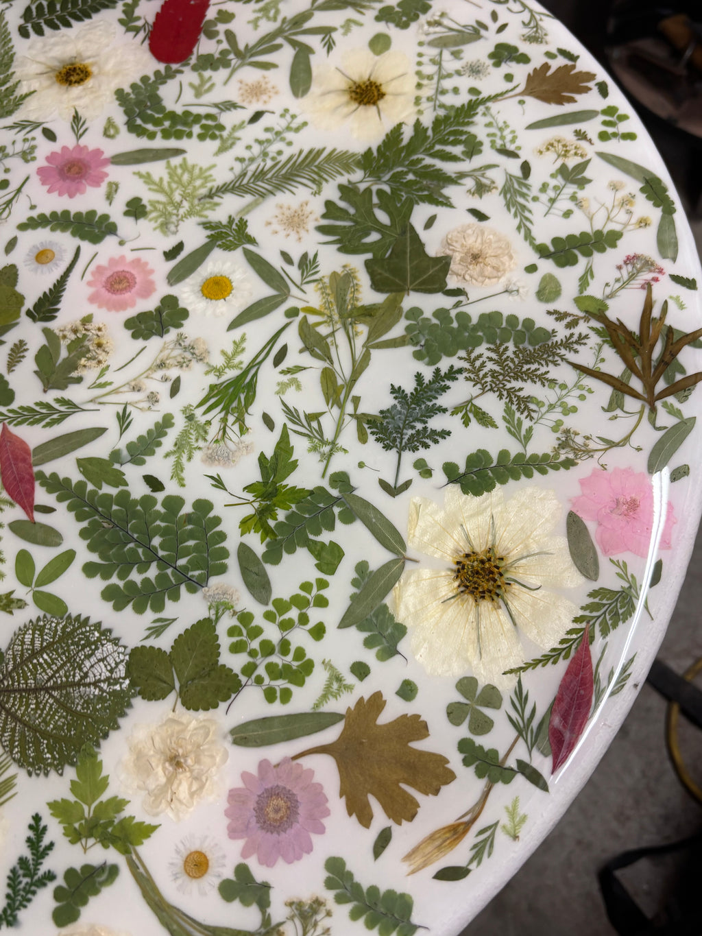 Real Pressed Floral Accent Table