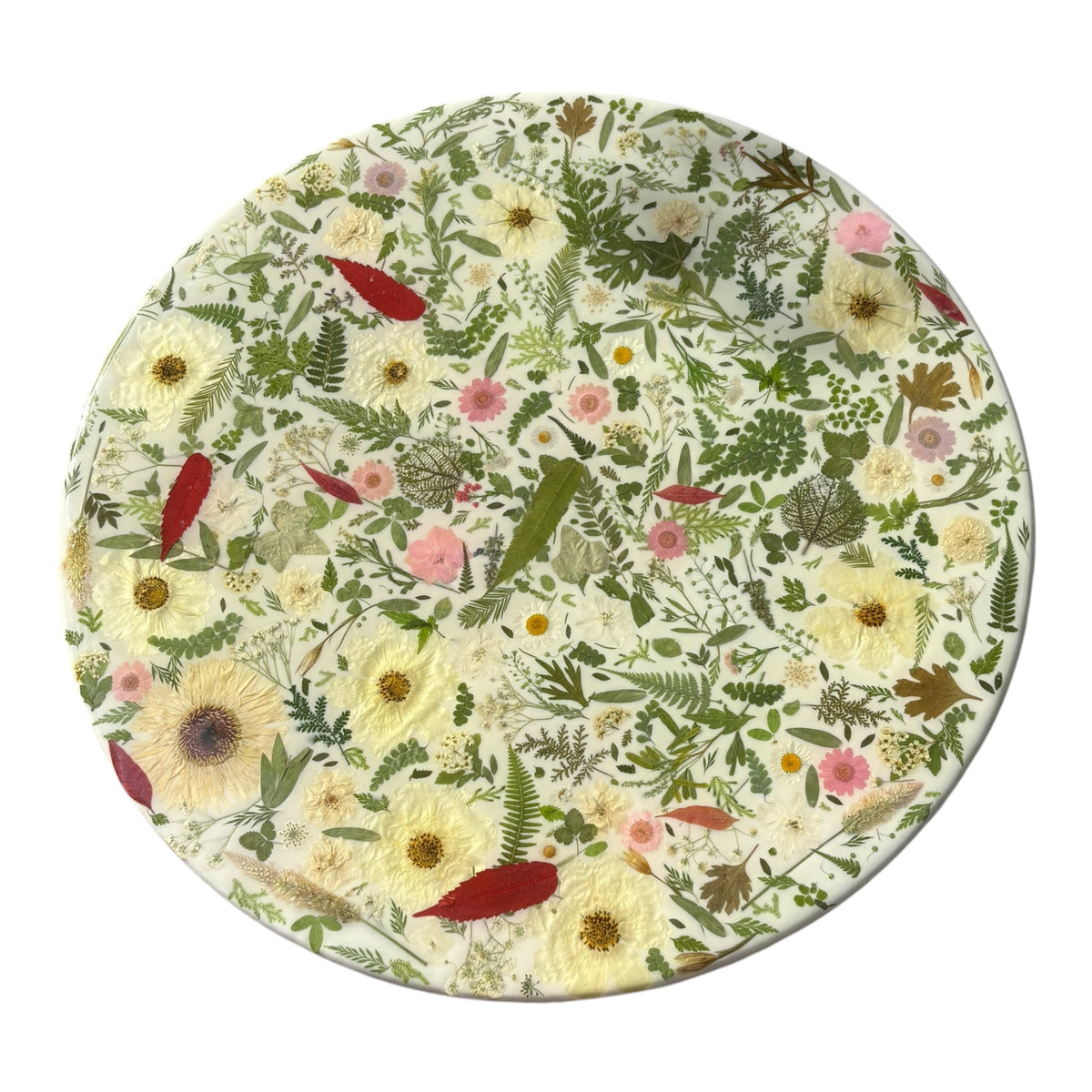 Real Pressed Floral Accent Table