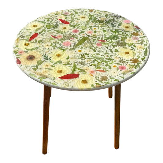 Real Pressed Floral Accent Table
