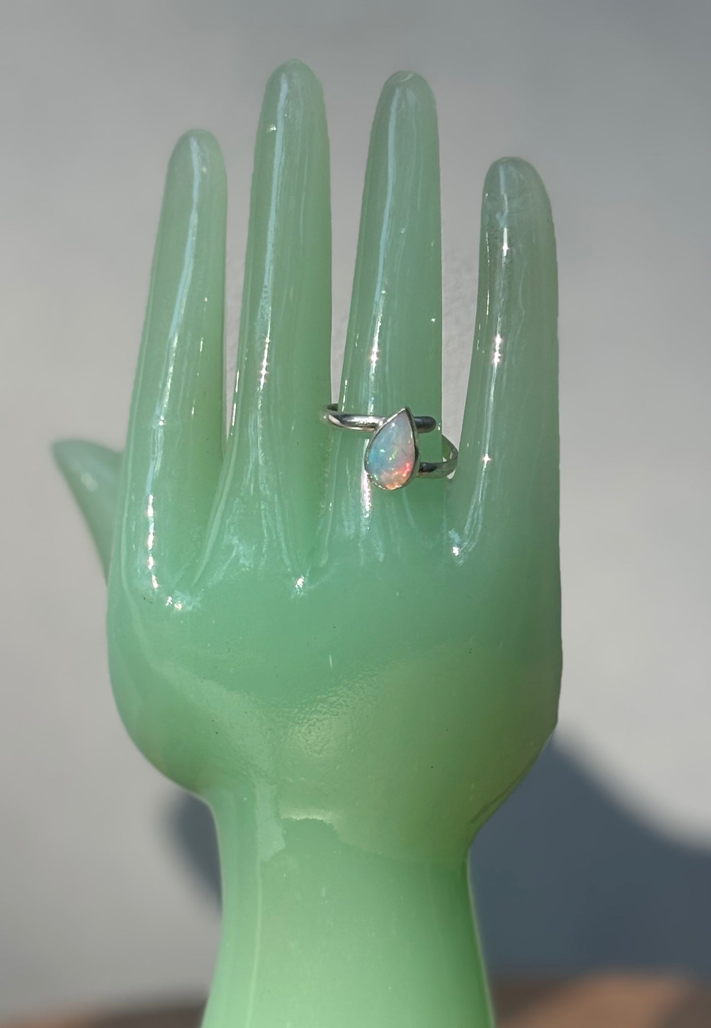 Teardrop Ethiopian Opal Adjustable Sterling Ring