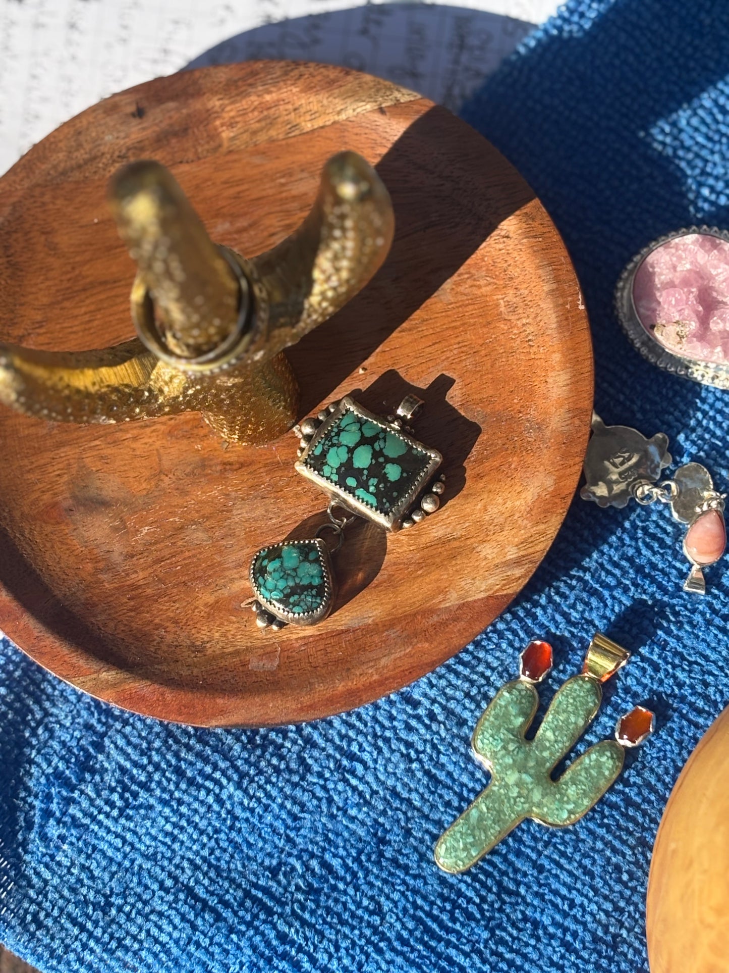 Hubei Turquoise Rectangle and Teardrop Pendant