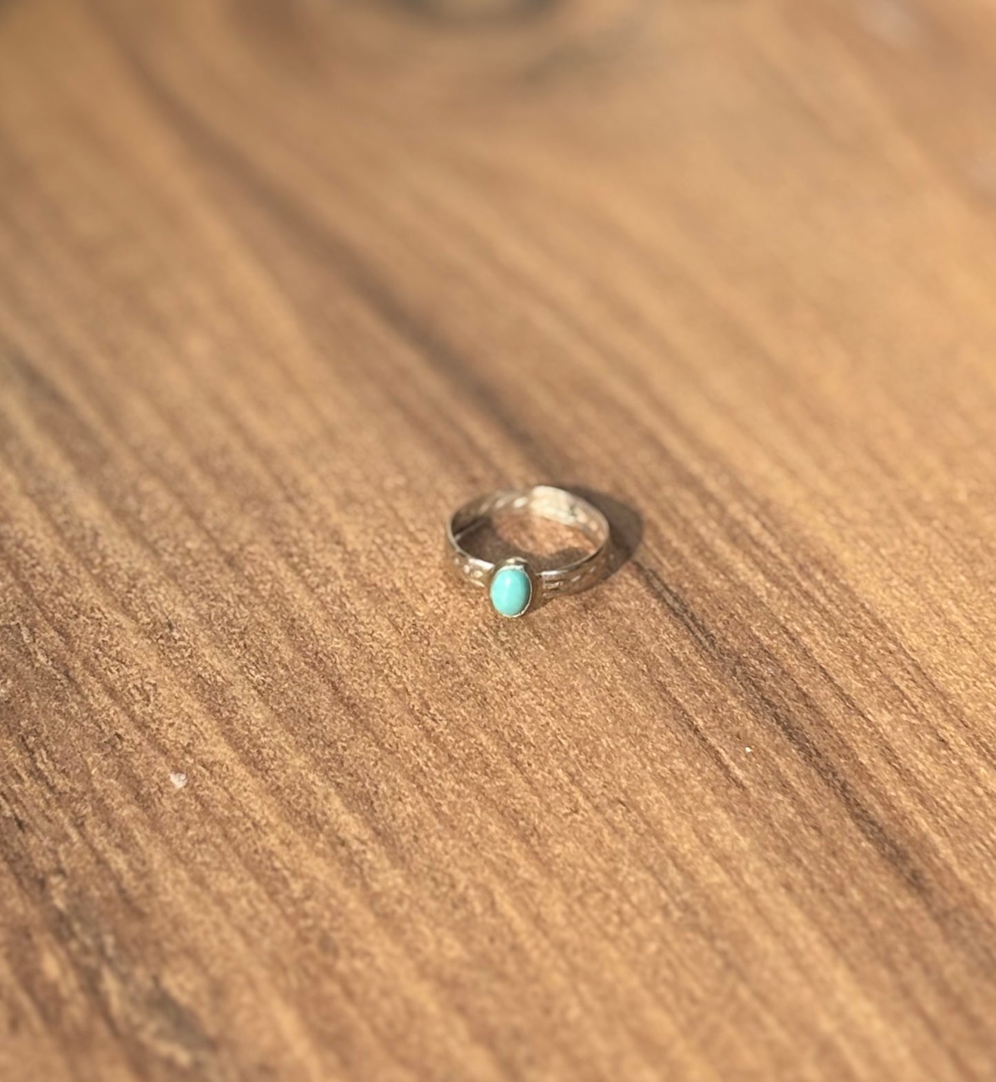 Dainty Sterling Silver Turquoise Bezel Stacker Ring