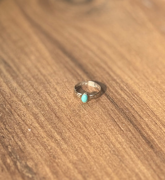 Dainty Sterling Silver Turquoise Bezel Stacker Ring