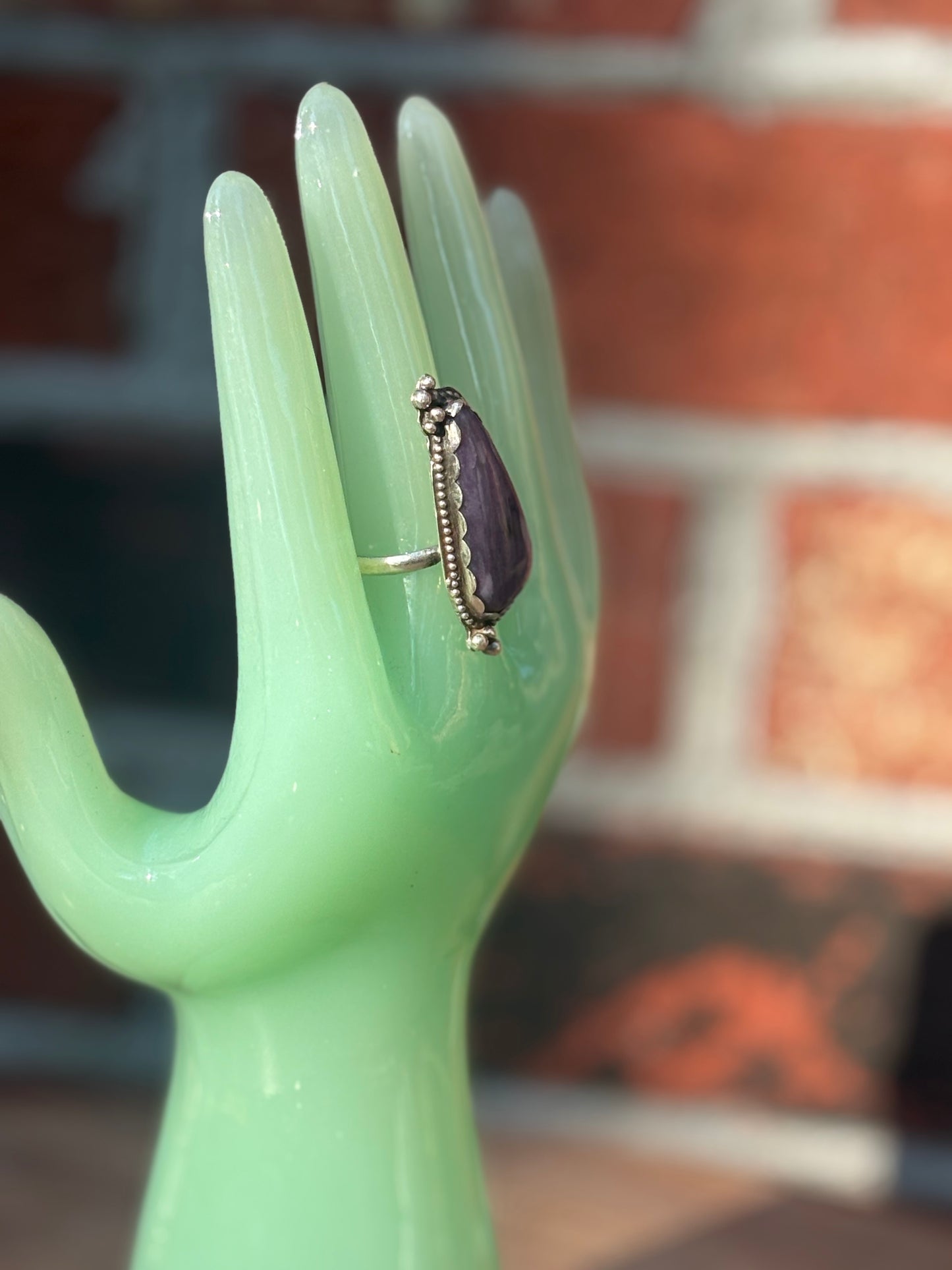 Charoite Cabochon Unique Statement Ring - Size 9