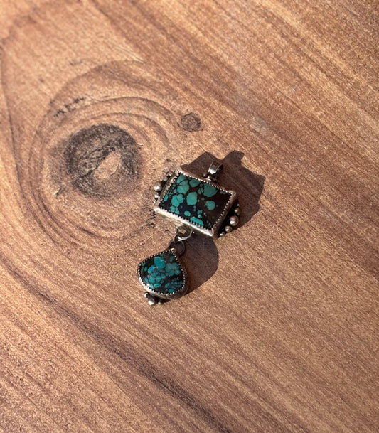 Hubei Turquoise Rectangle and Teardrop Pendant