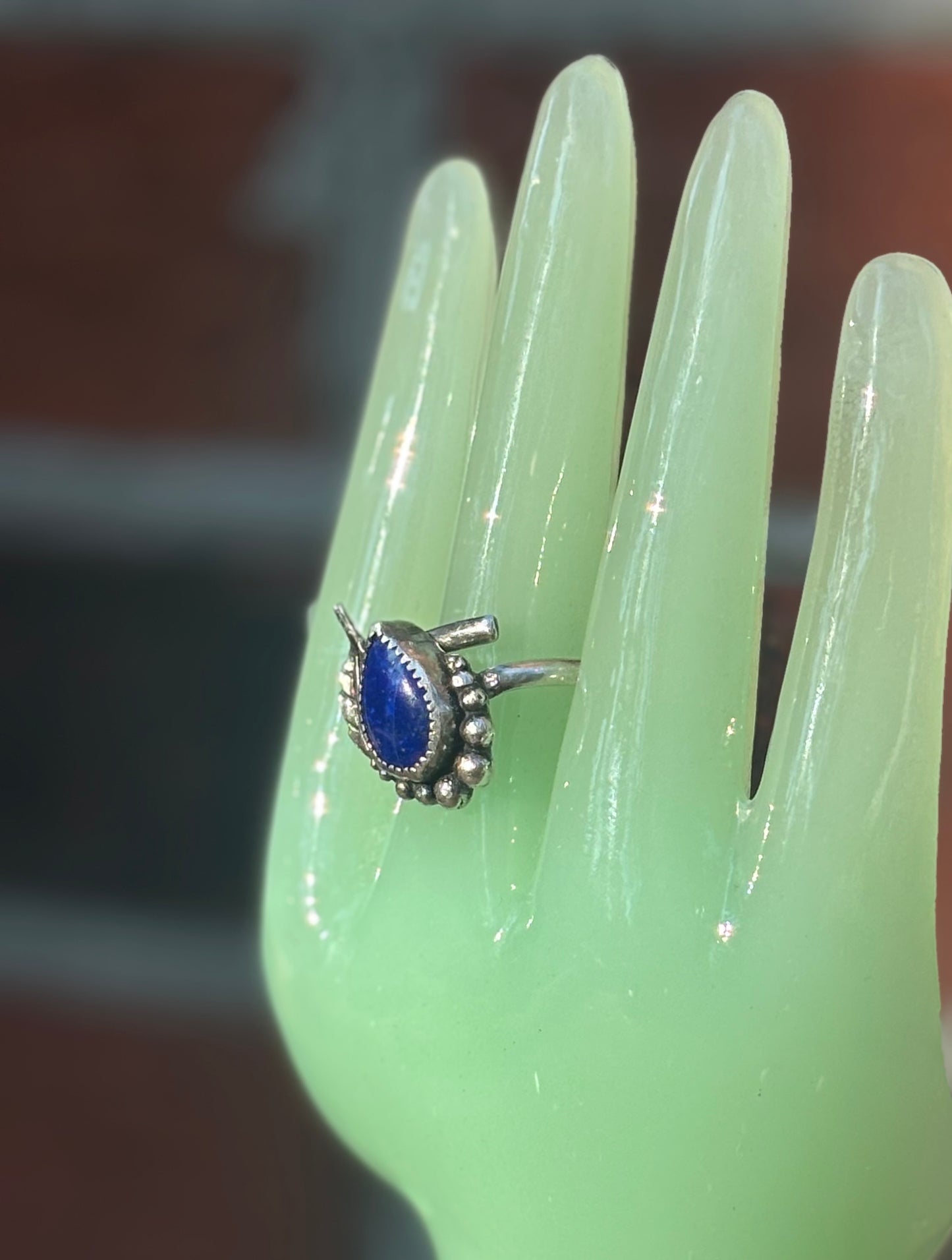 Lapis Lazuli Adjustable Ring with Feather Accent