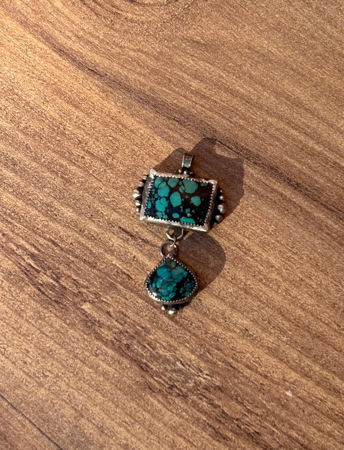 Hubei Turquoise Rectangle and Teardrop Pendant