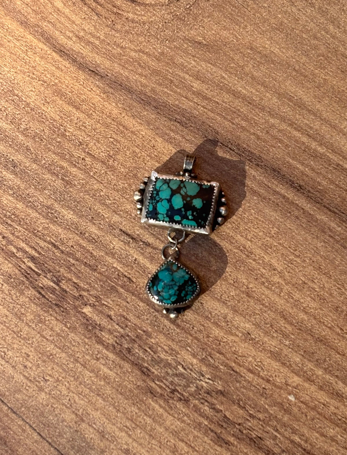 Hubei Turquoise Rectangle & Teardrop Pendant