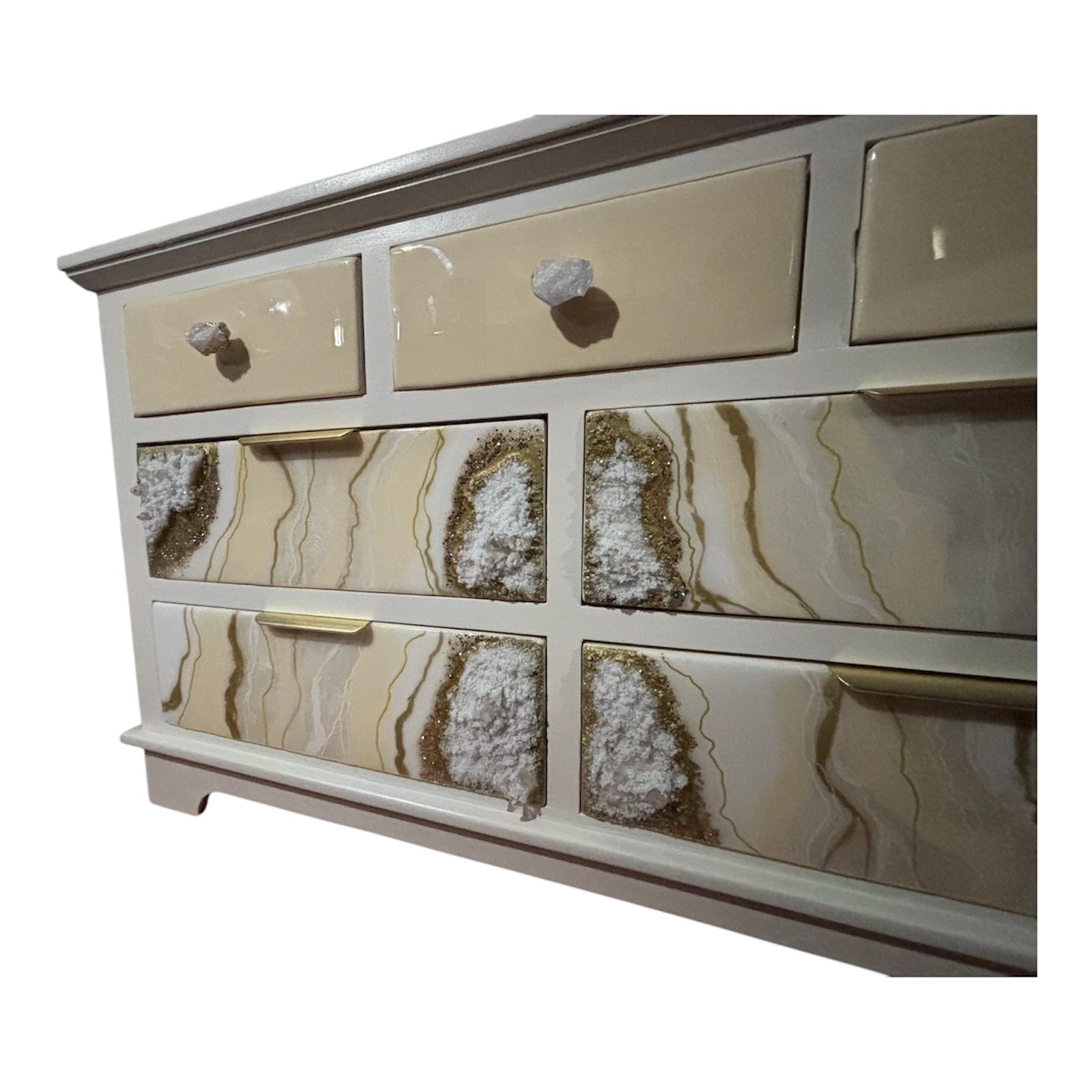 Geode Dresser Cream and Gold Southern Shores Artistry Geode Dresser Cream and Gold Southern Shores Artistry