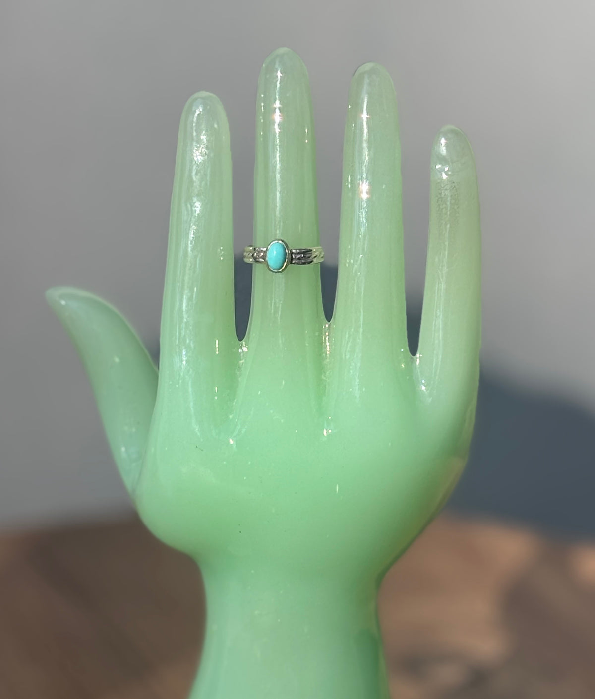 Dainty Sterling Silver Turquoise Bezel Stacker Ring