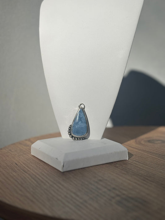 Large Blue Opal Sterling Silver Pendant