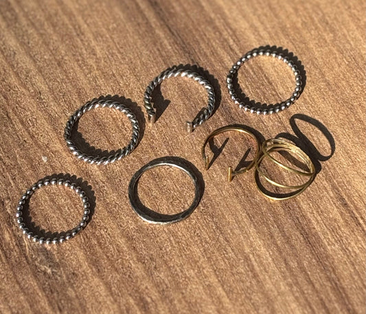 Sterling Silver and Brass Stacking Rings