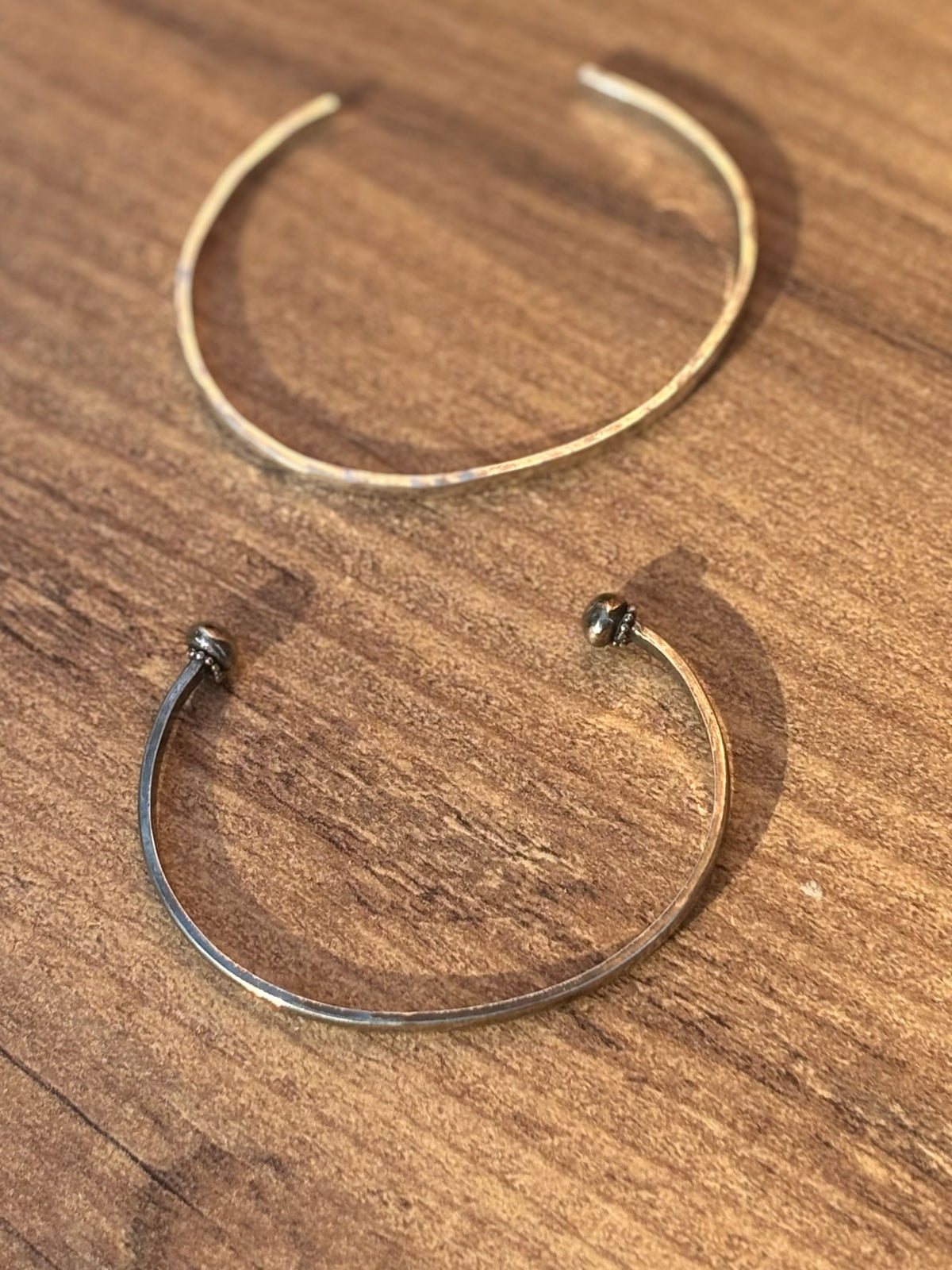 Patinaed Sterling Silver Bangle with Ball Accents