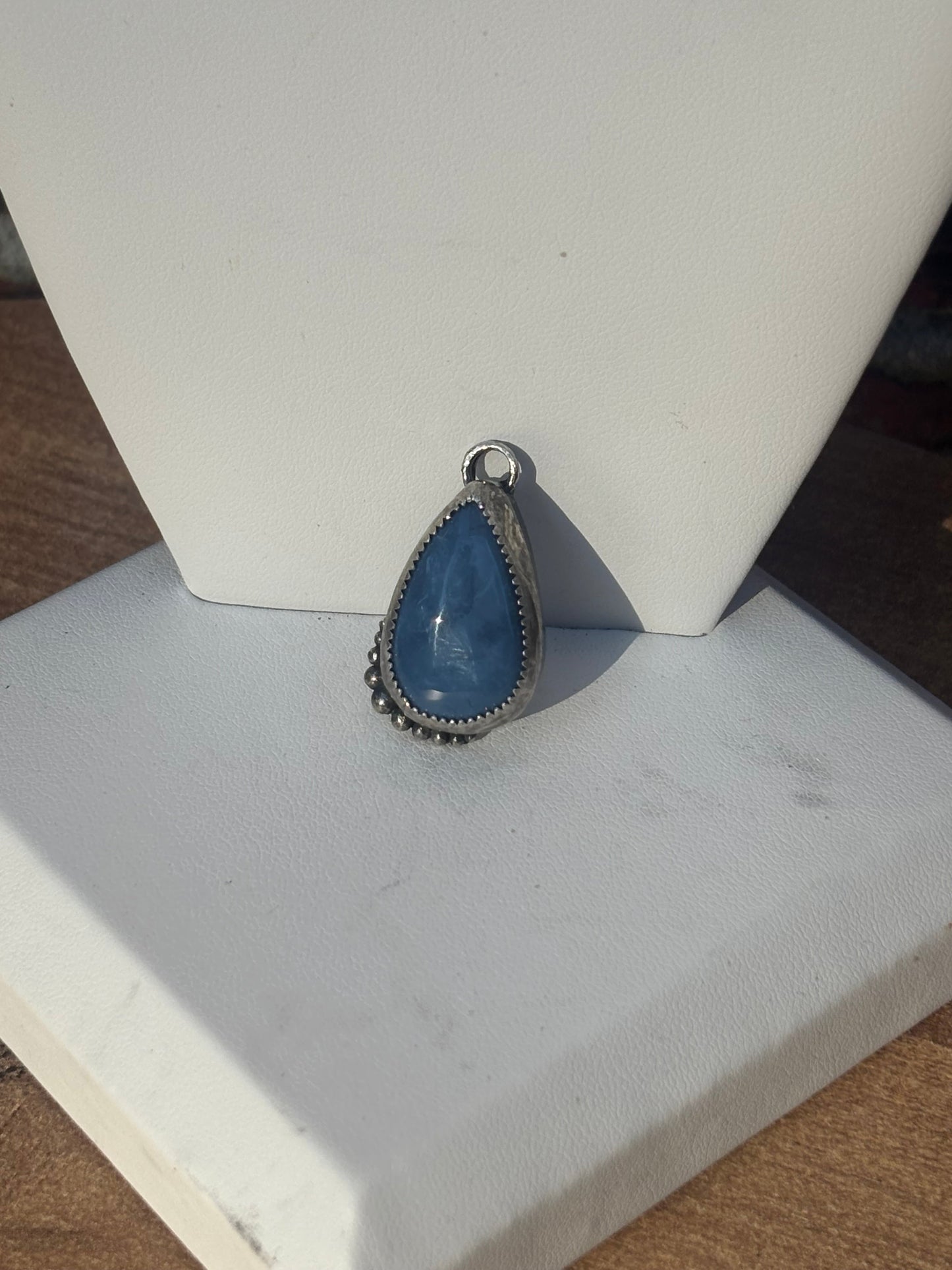 Small Blue Opal Sterling Silver Pendant