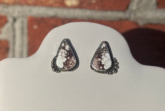 White Buffalo Turquoise Teardrop Stud Earrings