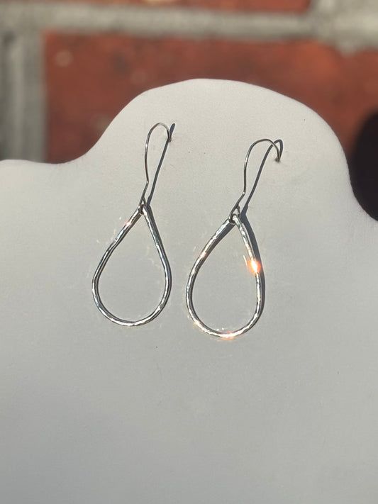 Hammered Sterling Silver Teardrop Dangle Earrings