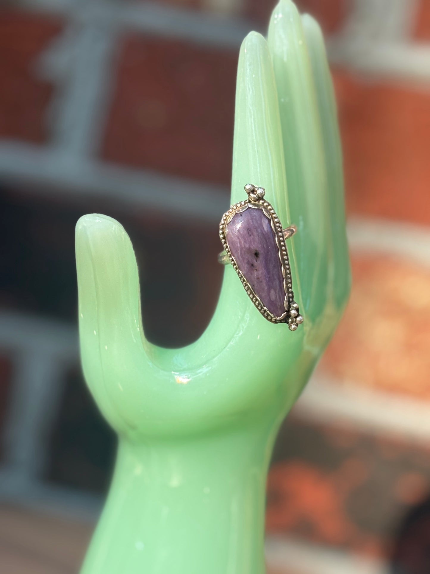 Charoite Cabochon Unique Statement Ring - Size 9