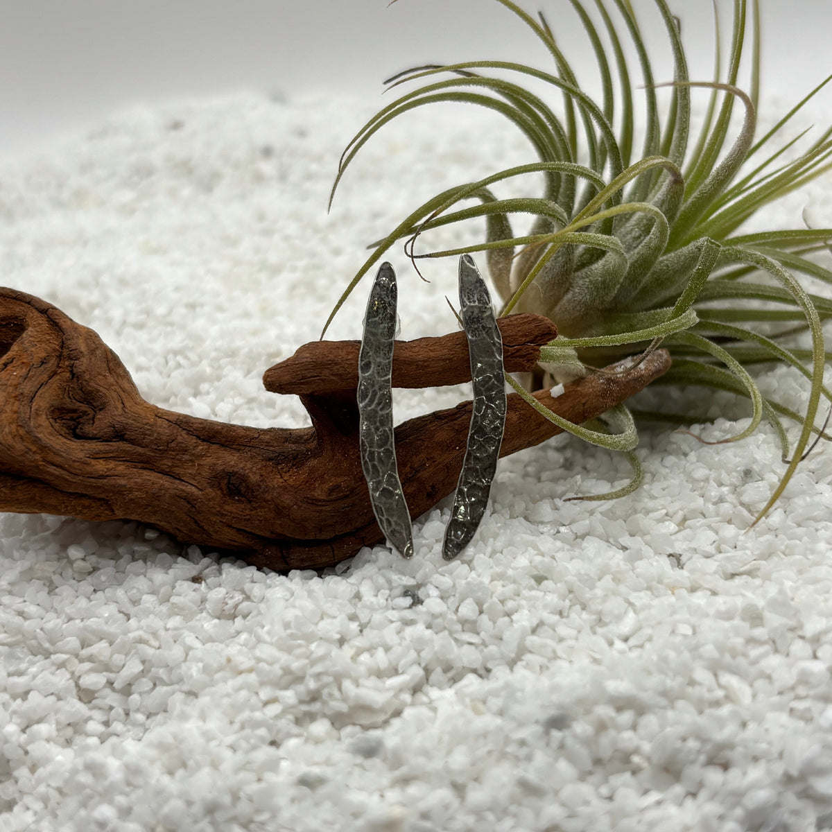 Hammered Silver Ear Climber detail