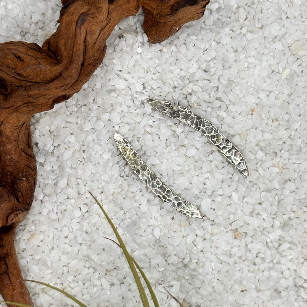 Hammered Silver Ear Climber Earrings