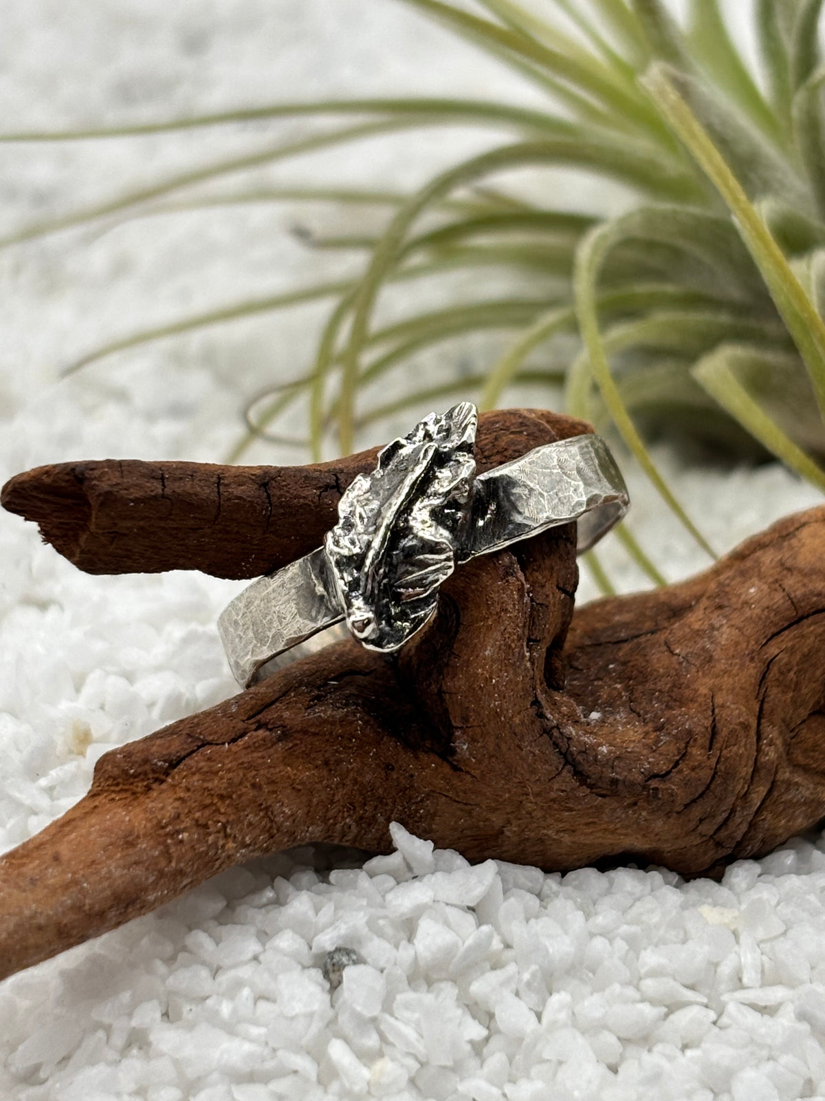 Silver Feather Ring detail
