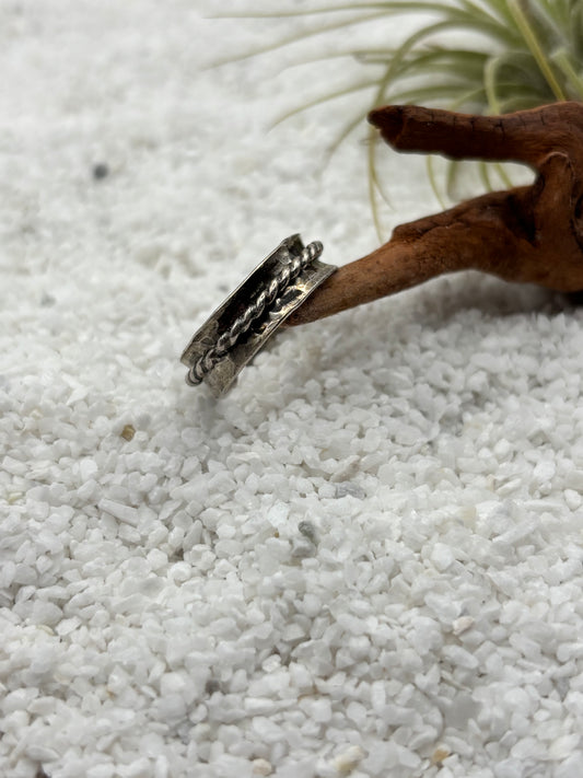 Petit Silver Hammered Single Rope Stack Ring
