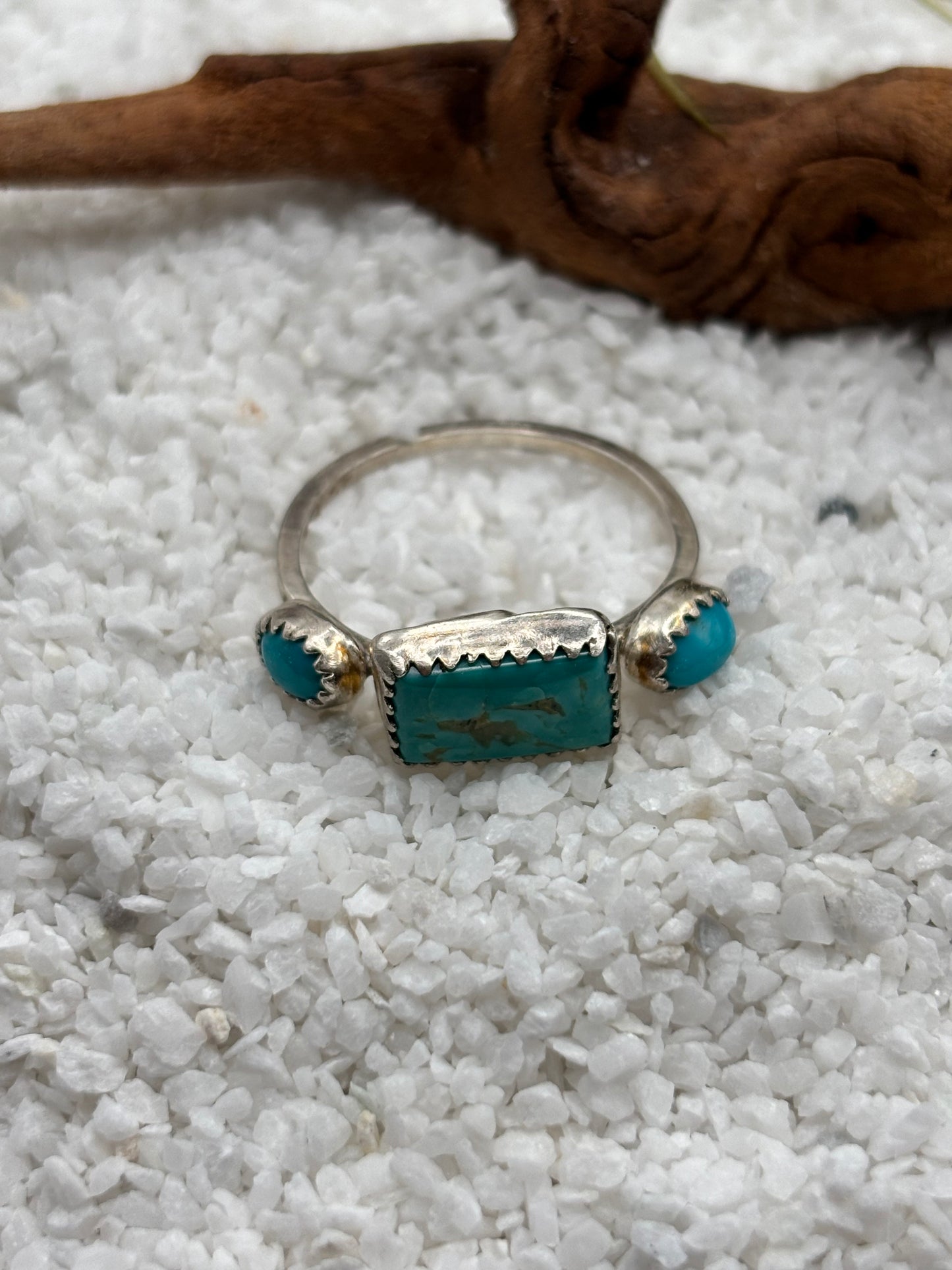 Turquoise Three Stone Ring detail