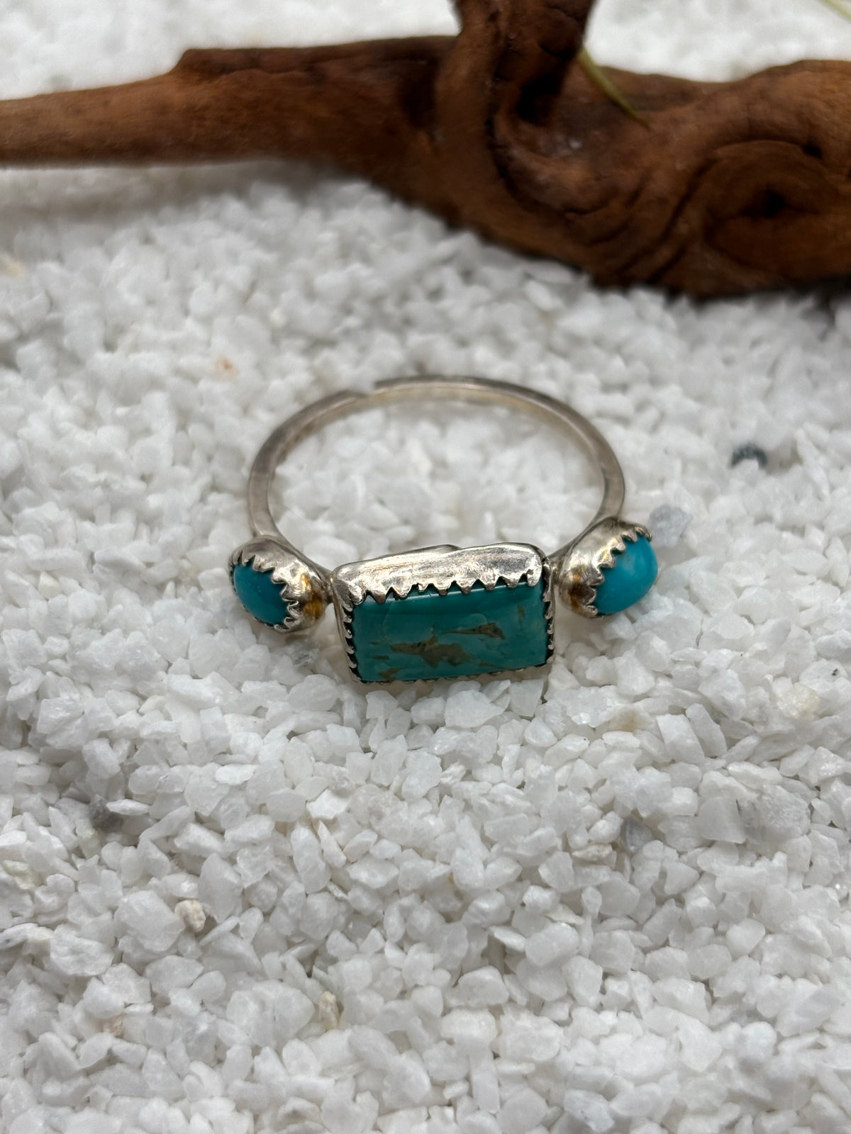 Turquoise Three Stone Ring detail