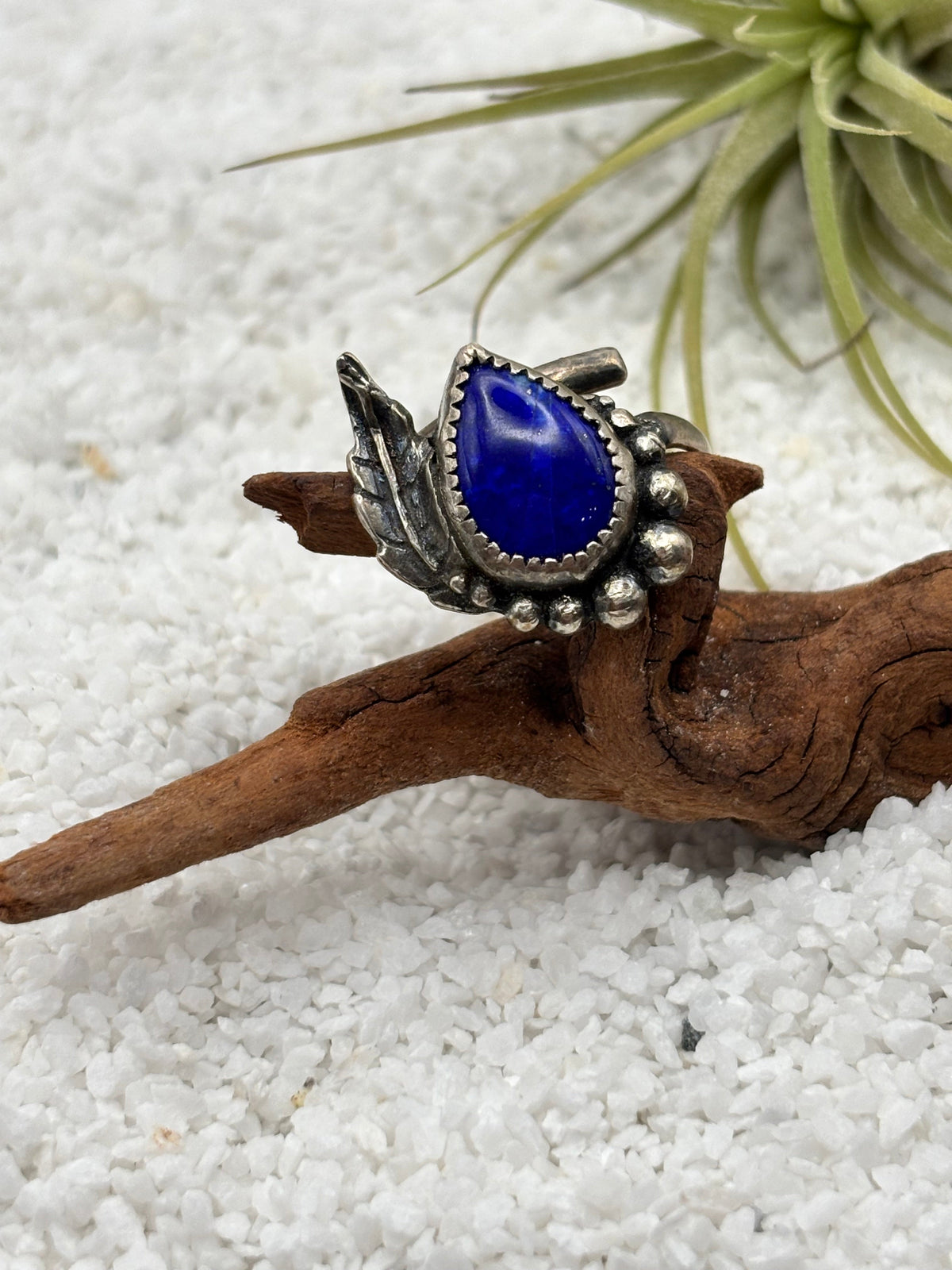 Lapis Lazuli Feather Ring detail