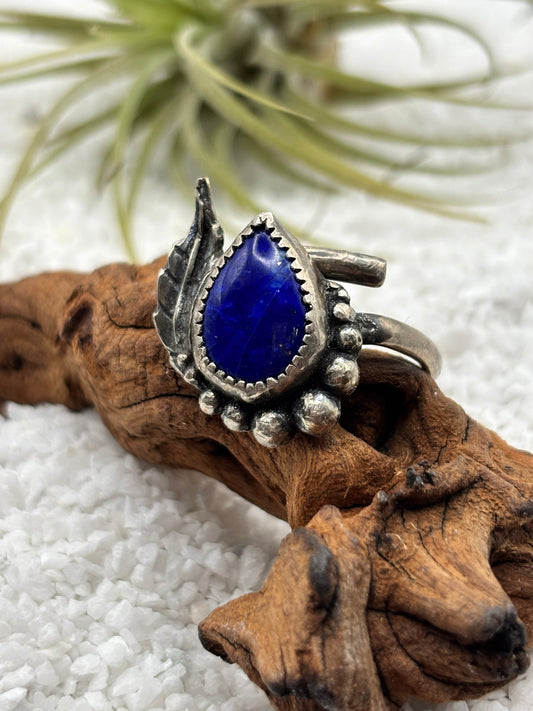 Lapis Lazuli Teardrop Feather Ring