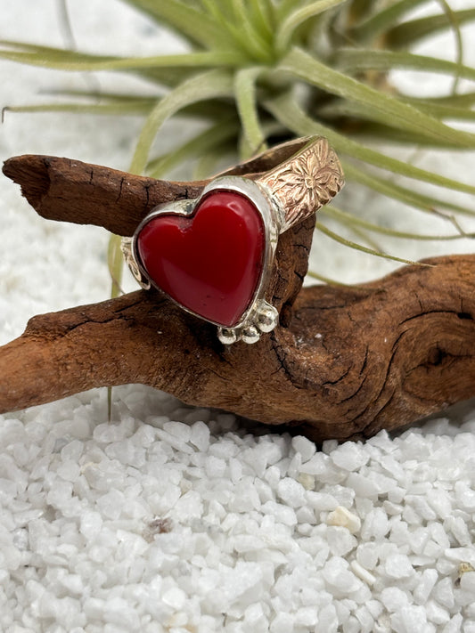 Rose Gold and Silver Heart Ring