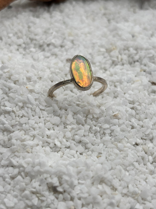 Opal Rosecut Oval Stacker Ring