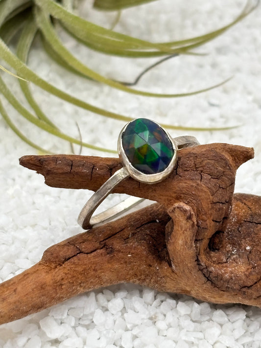 Smoked Opal Rosecut Stacker Ring