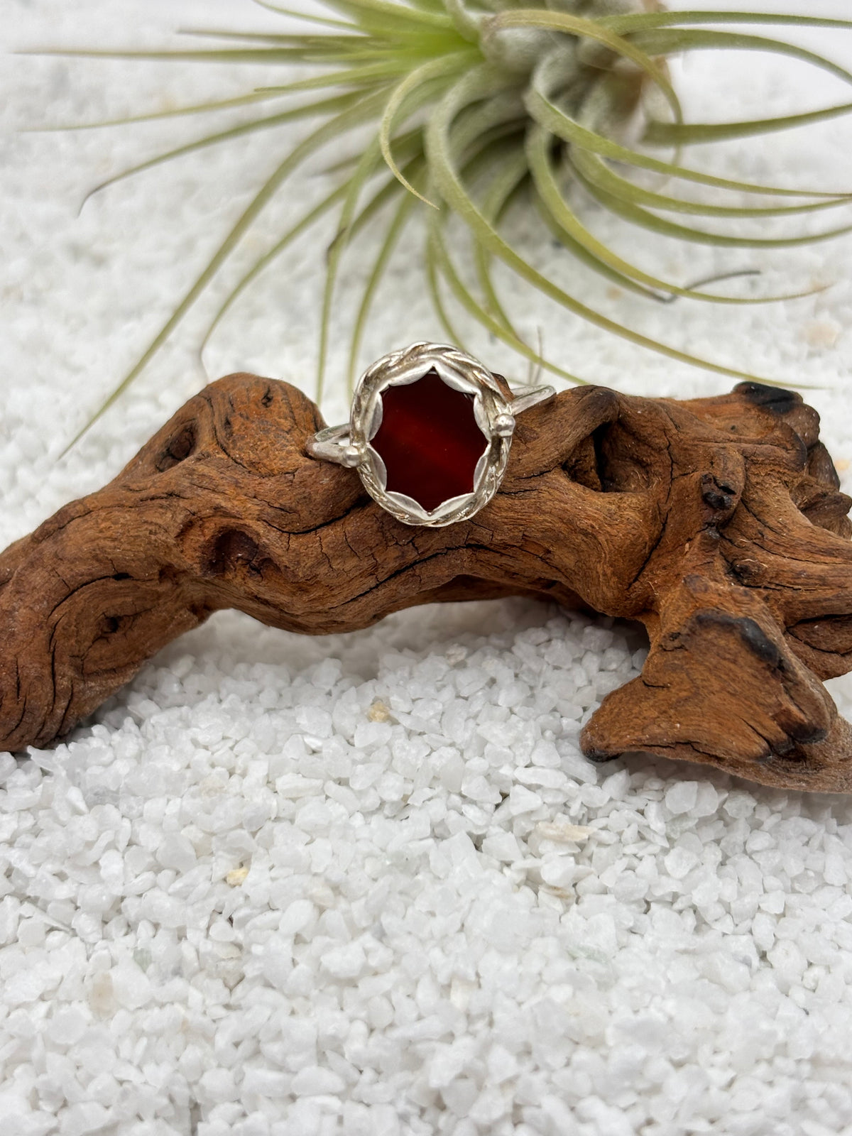 Banded Red Agate Ring detail