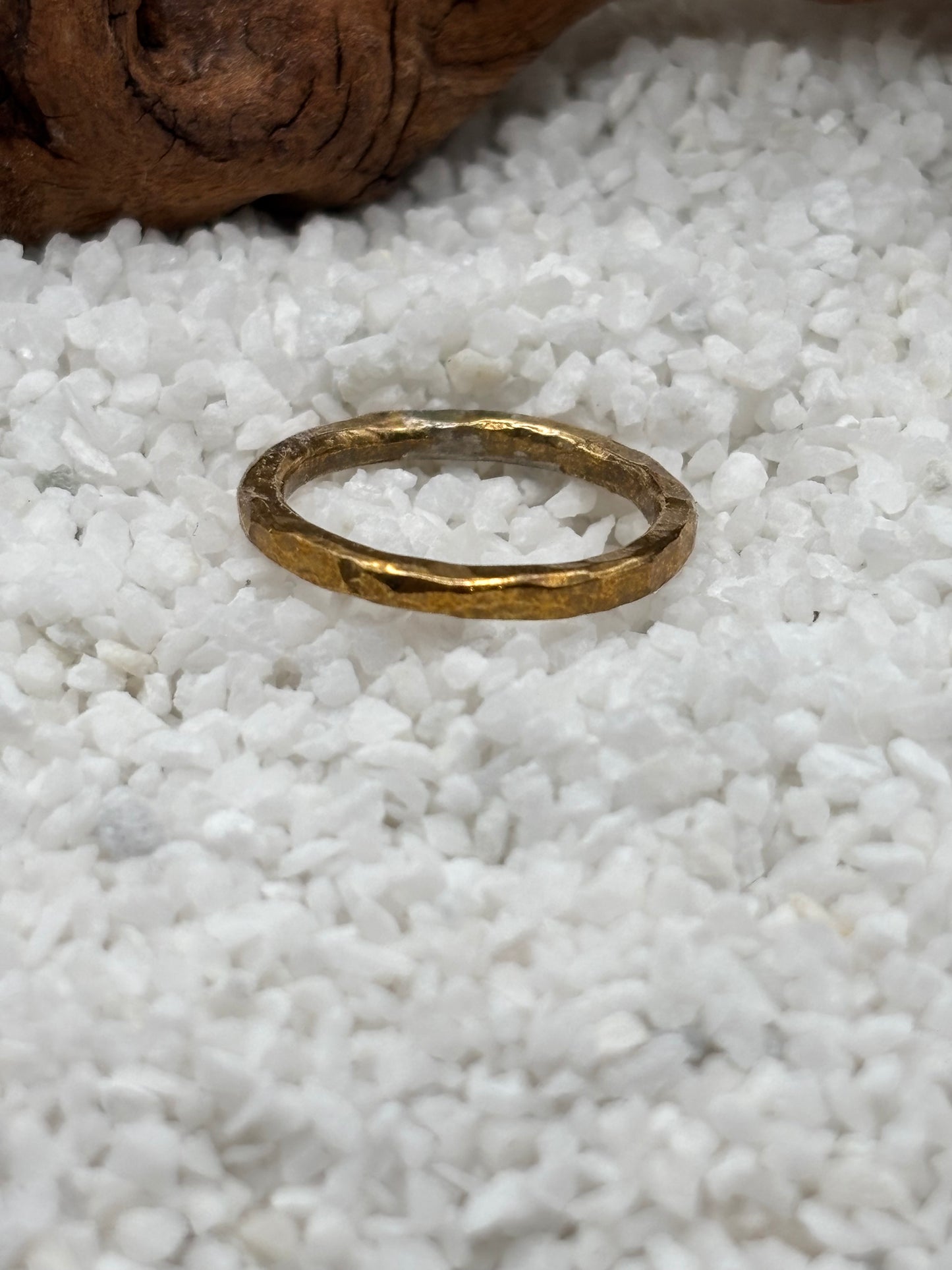Brass Hammered Ring detail