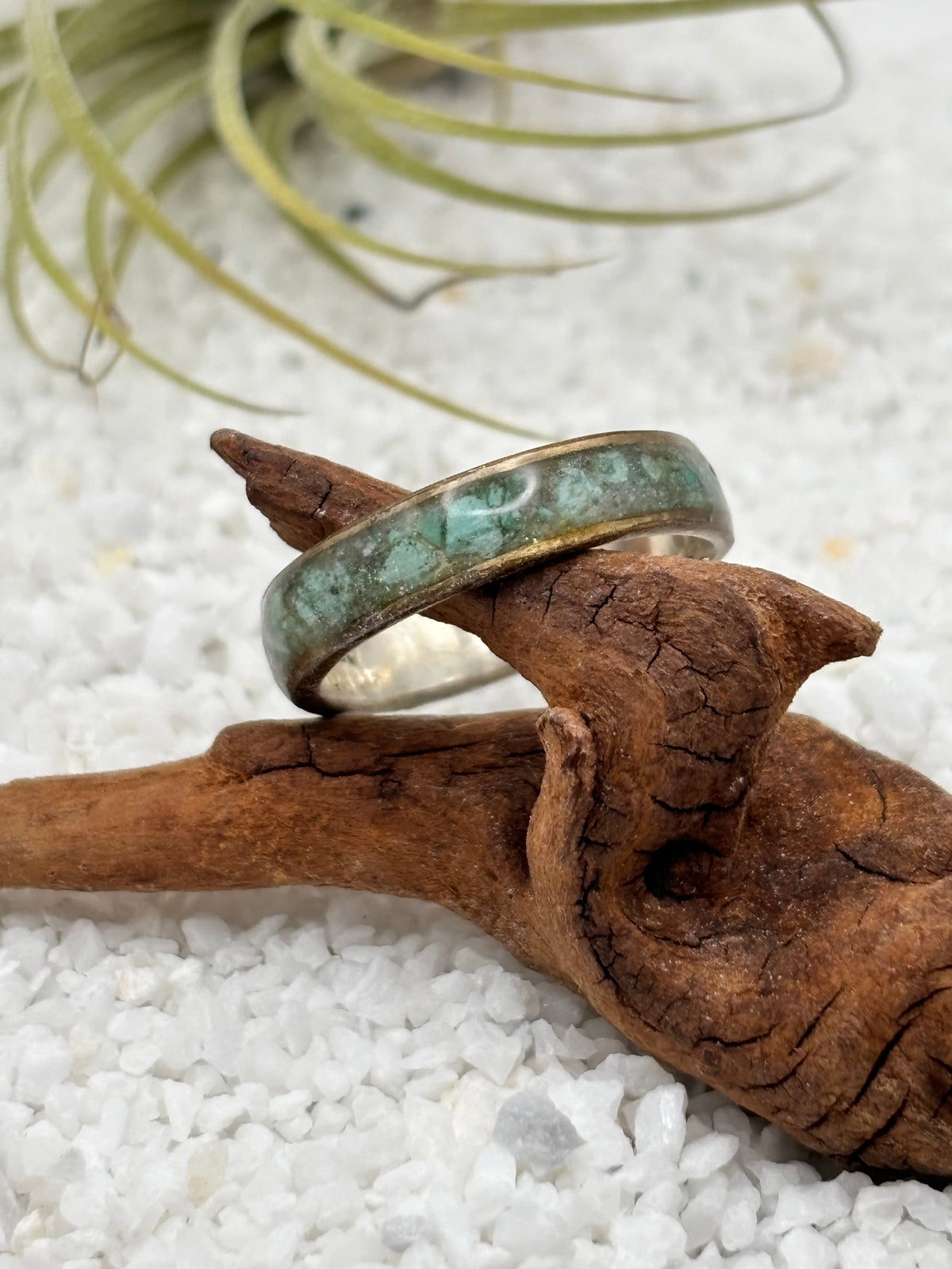 Crushed Turquoise and Gold Filled Ring Band